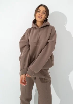 Boosh - Bluza oversize z kapturem i troczkiem Coffe