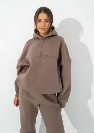 Boosh - Bluza oversize z kapturem i troczkiem Coffe