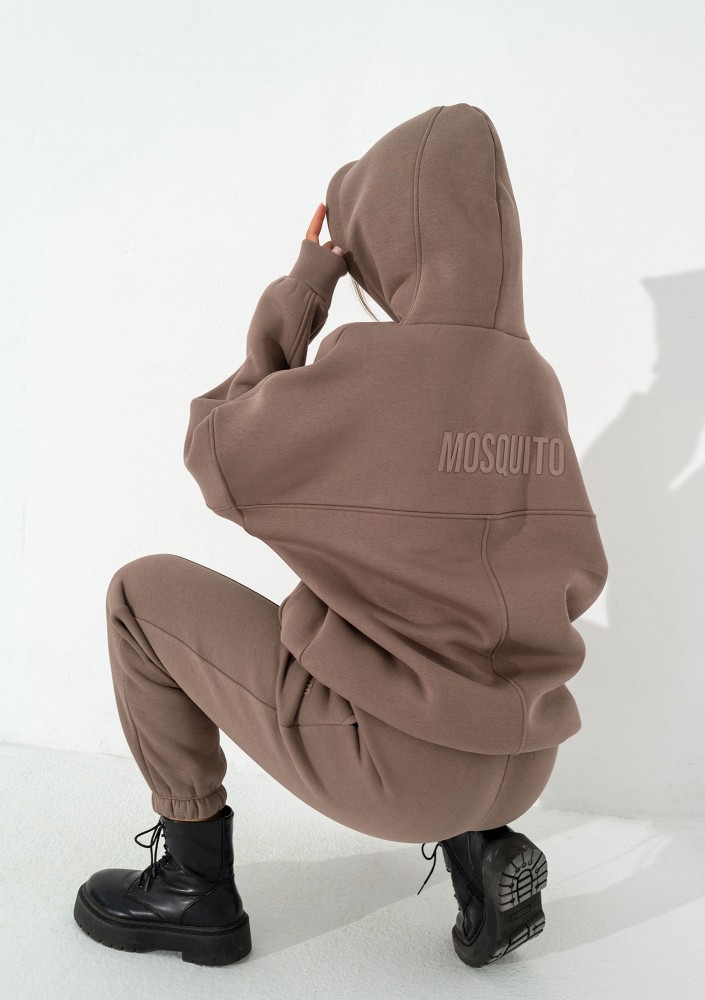 Boosh - Bluza oversize z kapturem i troczkiem Coffe