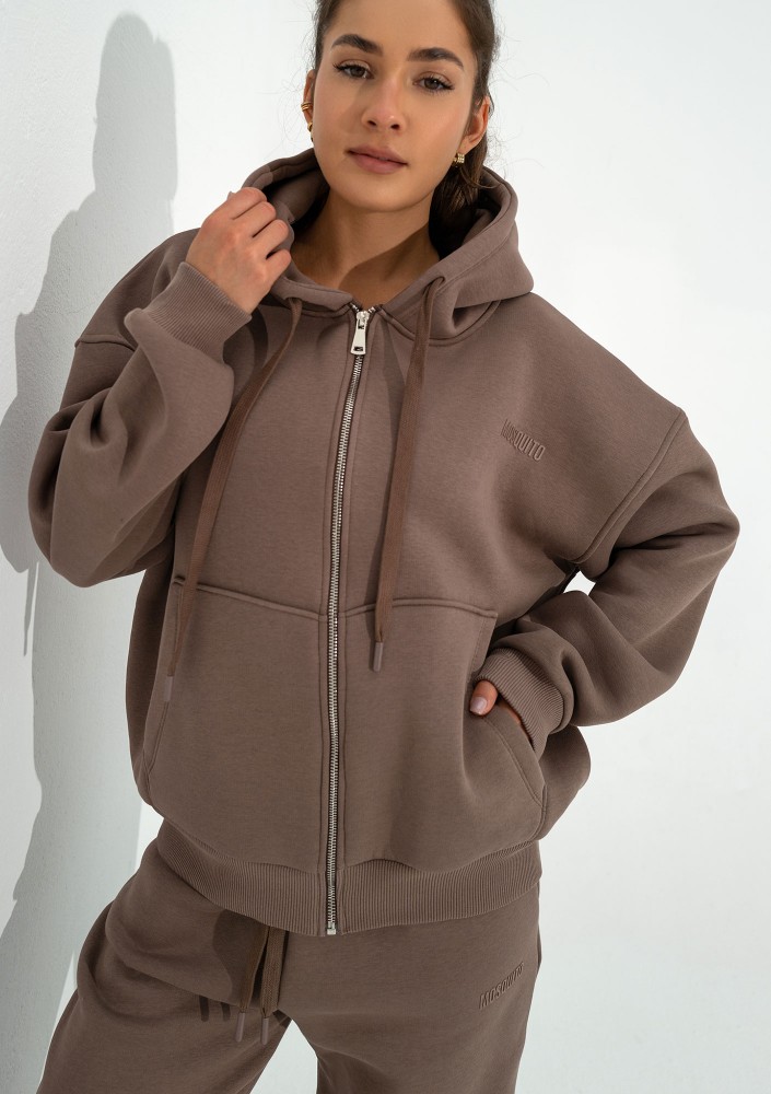 Glee - Coffee brown zipped hoodie
