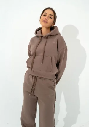 Calm - Short coffee brown hoodie with strings