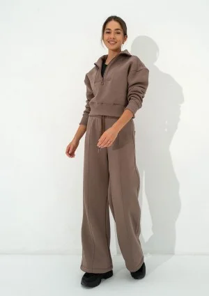 Malle - Coffee brown wide sweatpants with strings