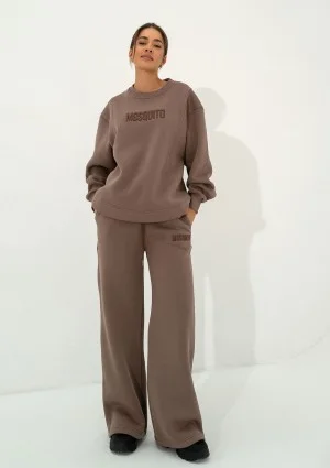 Hush - Coffee brown sweatpants with an embroidered logo