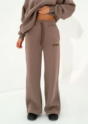 Hush - Coffee brown sweatpants with an embroidered logo