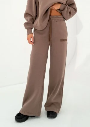 Hush - Coffee brown sweatpants with an embroidered logo