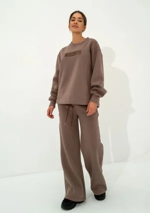 Hush - Coffee brown oversize sweatshirt with an embroidered logo