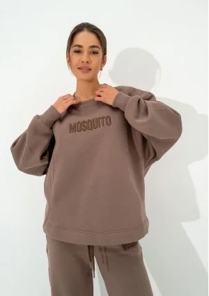 Hush - Coffee brown oversize sweatshirt with an embroidered logo