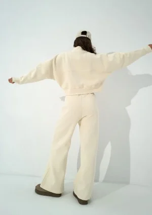 Bailee - Creamy white wide sweatpants with strings