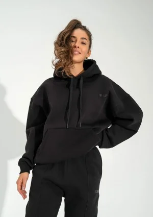 Easy - Bluza kangurka oversize z troczkami Black