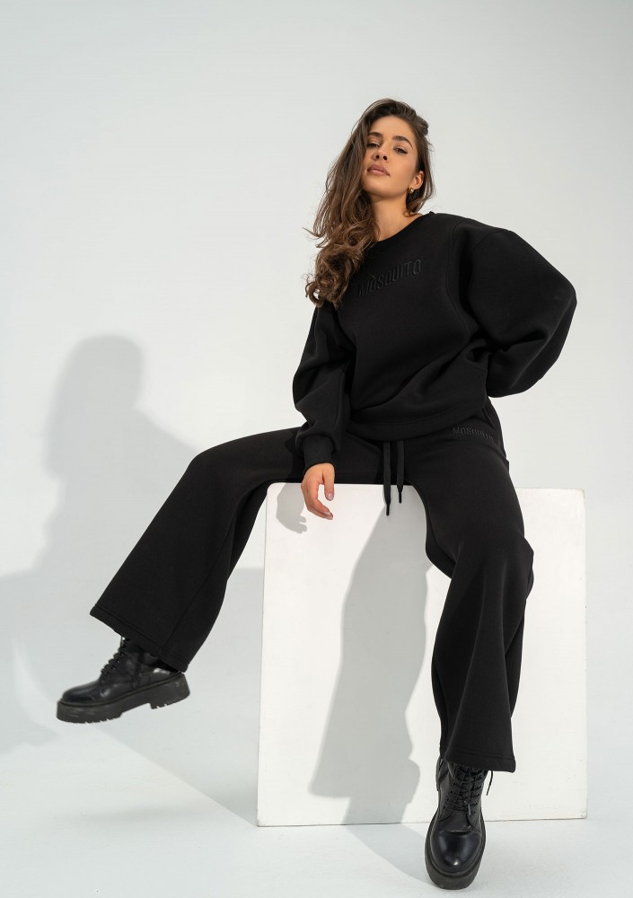 Hush - Black oversize sweatshirt with an embroidered logo