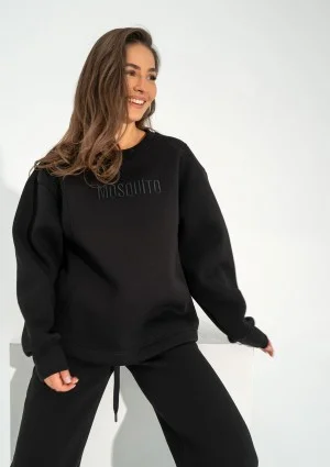 Hush - Black oversize sweatshirt with an embroidered logo