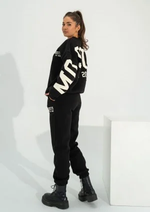 Duve - Black oversize sweatshirt with est 2009 logo