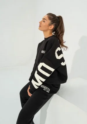 Duve - Black oversize sweatshirt with est 2009 logo