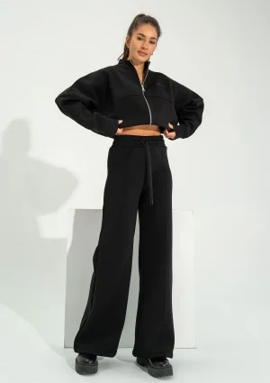 Bailee - Black wide sweatpants with strings