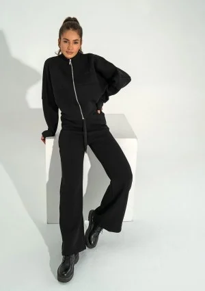 Bailee - Black wide sweatpants with strings