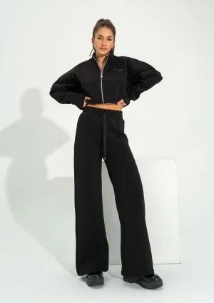 Bailee - Black wide sweatpants with strings