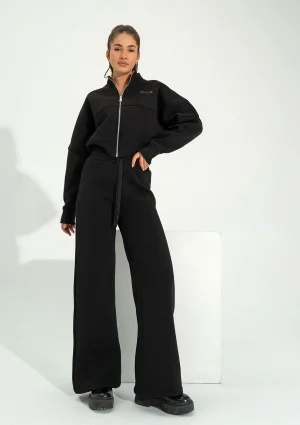 Bailee - Black wide sweatpants with strings