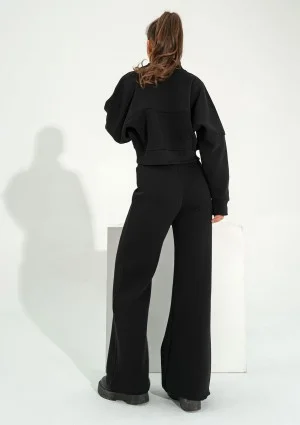 Bailee - Black wide sweatpants with strings