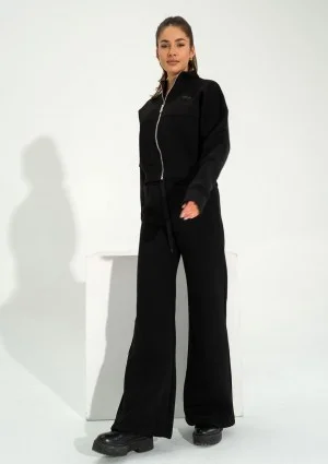 Bailee - Black wide sweatpants with strings