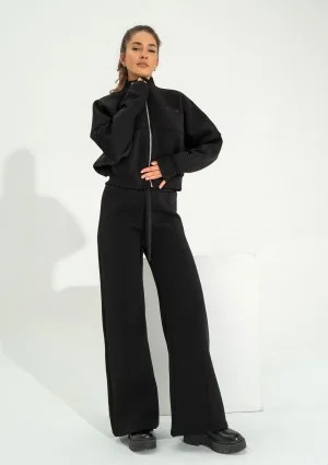 Bailee - Black wide sweatpants with strings