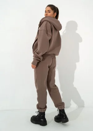 Calm - Coffee brown sweatpants with strings