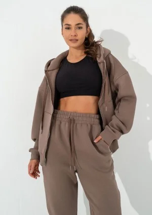 Calm - Coffee brown sweatpants with strings