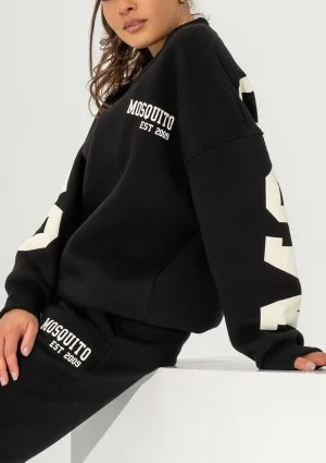 Duve - Black oversize sweatshirt with est 2009 logo