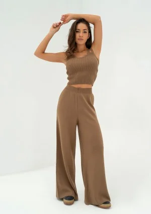 Mebo - Camel brown knitted trousers