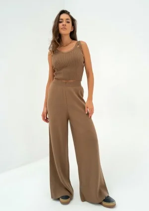 Mebo - Camel brown knitted trousers