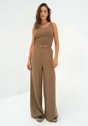 Mebo - Camel brown knitted trousers