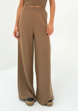 Mebo - Camel brown knitted trousers