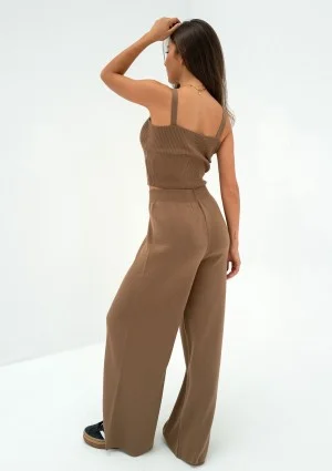 Mebo - Camel brown knitted trousers