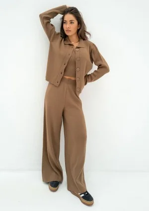 Mebo - Camel brown knitted trousers