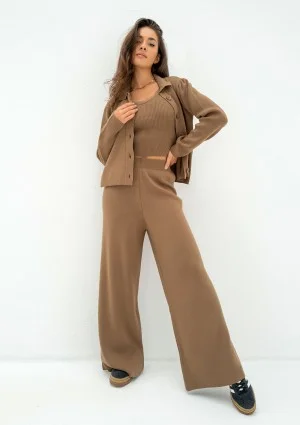 Mebo - Camel brown knitted trousers