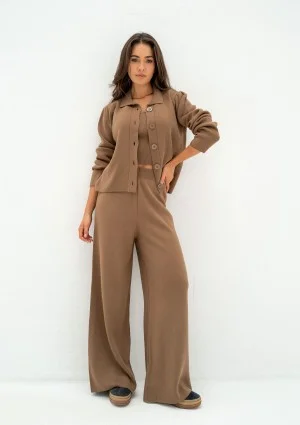 Mebo - Camel brown knitted trousers