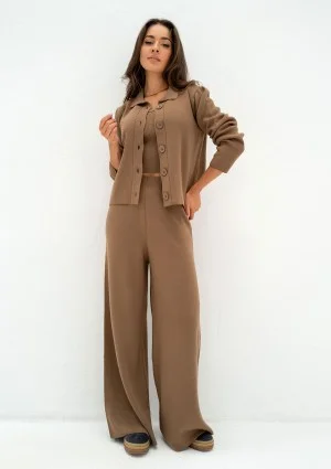 Mebo - Camel brown knitted trousers