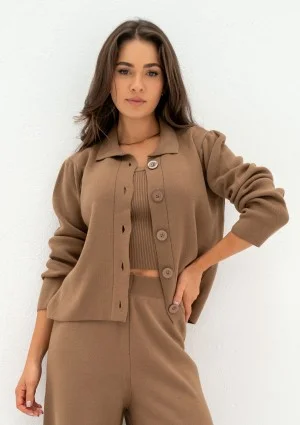 Mebo - Camel brown knitted cardigan