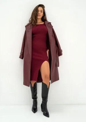 Shila - Claret knitted midi dress