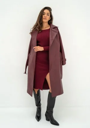 Shila - Claret knitted midi dress