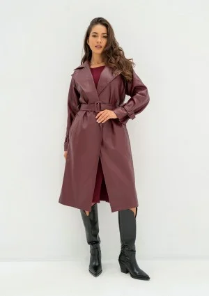 Skye - Claret faux leather coat