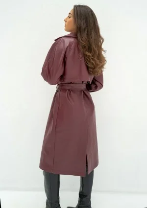 Skye - Claret faux leather coat