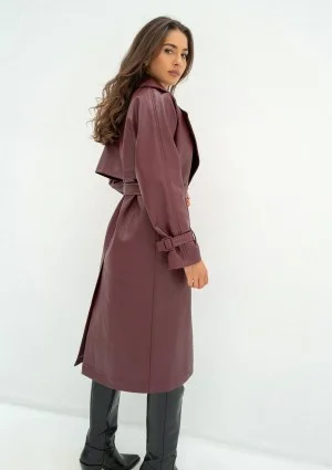 Skye - Claret faux leather coat