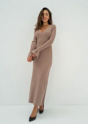 Leyla - Latte beige knitted maxi dress