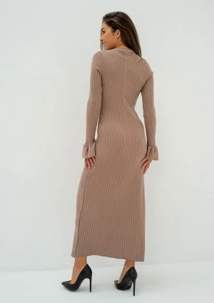 Leyla - Latte beige knitted maxi dress