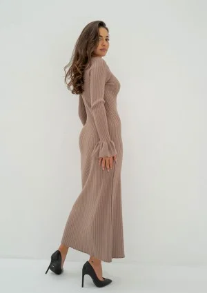 Leyla - Latte beige knitted maxi dress