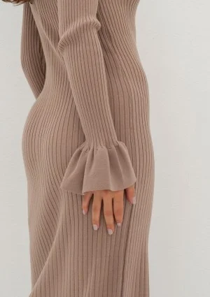 Leyla - Latte beige knitted maxi dress