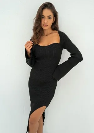 Loula - Black knitted midi dress