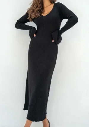 Leyla - Black knitted maxi dress