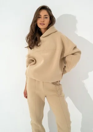 Boosh - Bluza kangurka oversize z troczkiem Beige