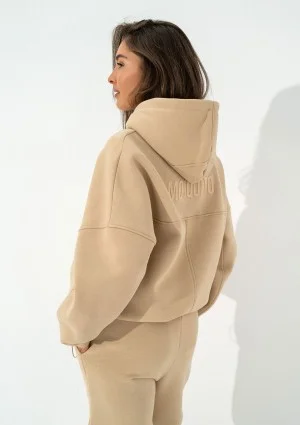 Boosh - Bluza kangurka oversize z troczkiem Beige